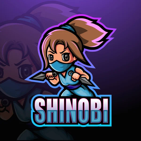 Shinobi kız esport maskot logosu tasarımı
