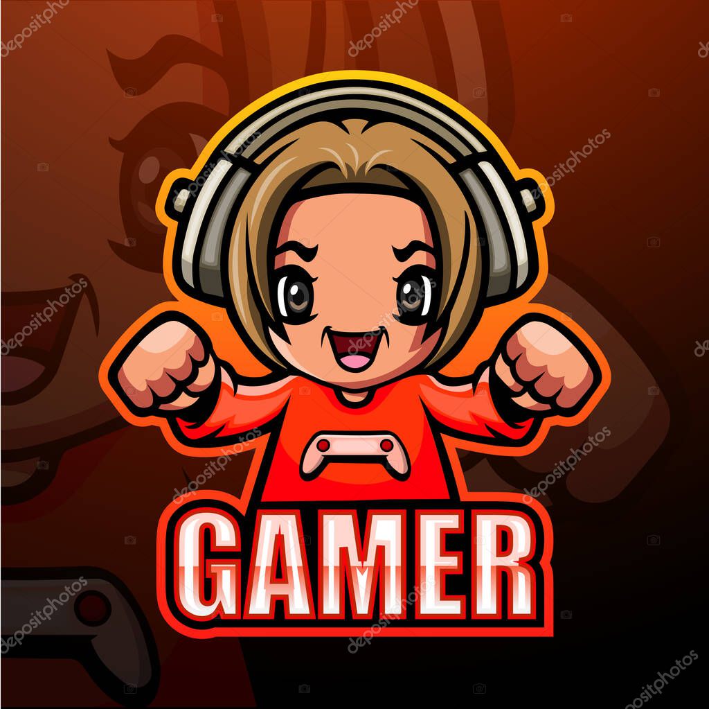 Gamer girl esport mascot logo design