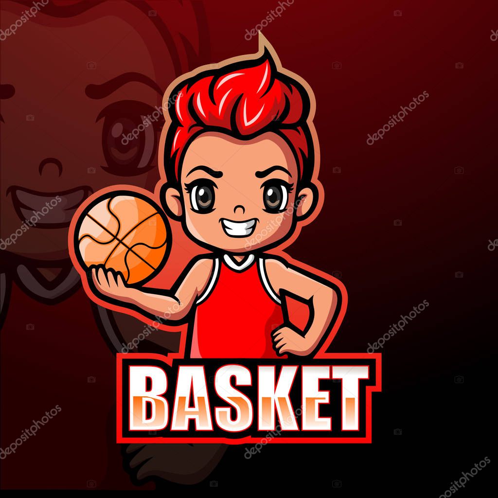 Basketball boy player mascot logo design