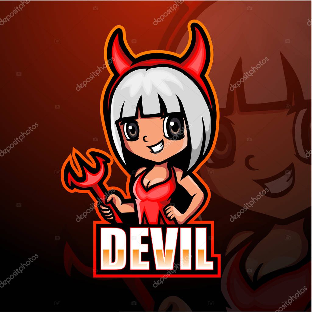 Devil girl mascot esport logo design