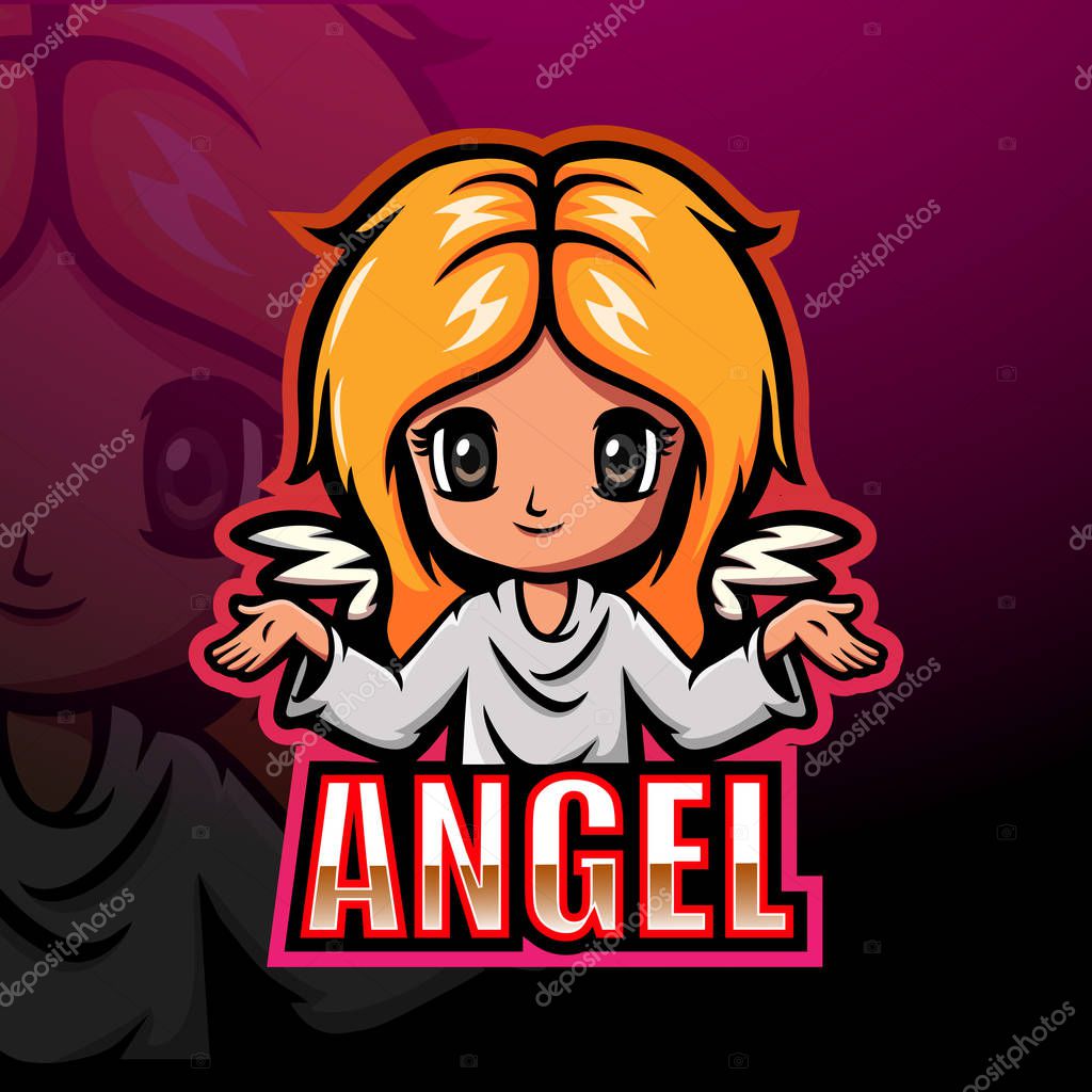 Angel girl esport mascot logo design