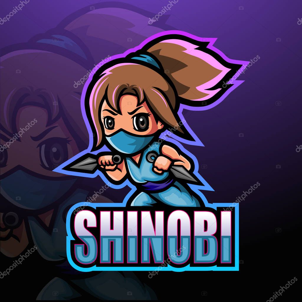 Shinobi girl esport mascot logo design