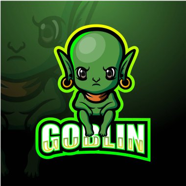 Yeşil goblin maskot esport logosu tasarımı