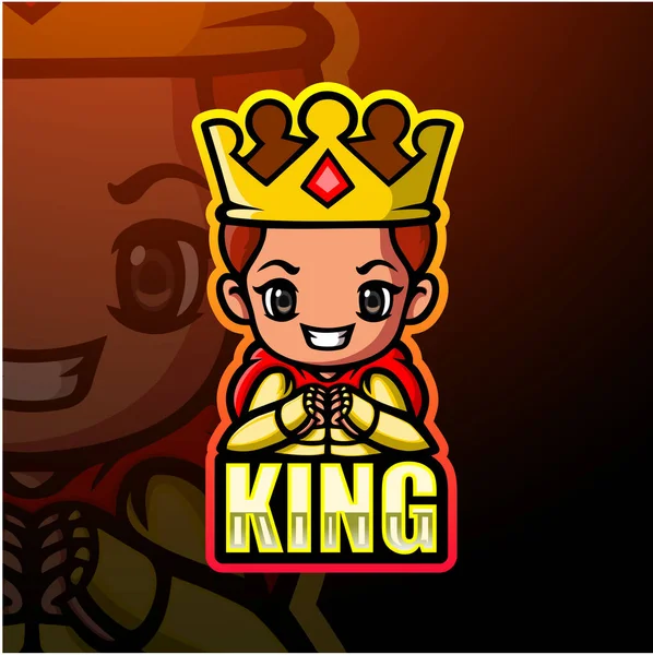 King Mascotte Esport Logo Ontwerp — Stockvector