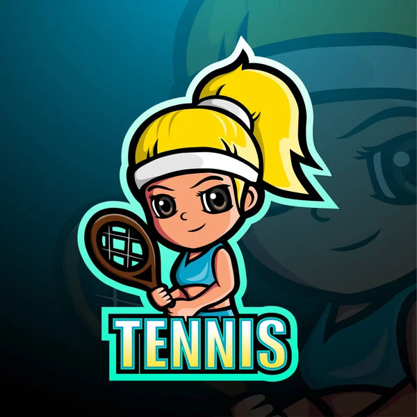 Tennis Mascotte Esport Logo Ontwerp — Stockvector