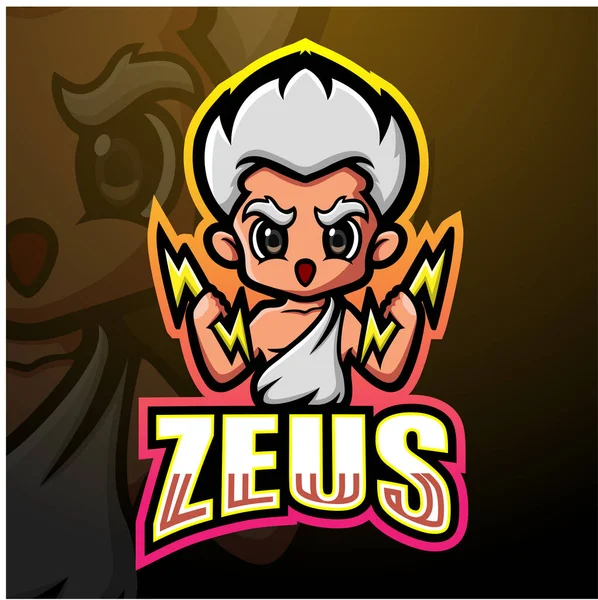 Projekt Logo Maskotki Zeus Esport — Wektor stockowy