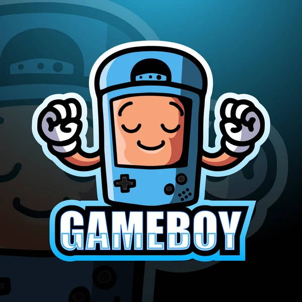 Gameboy Mascote Esport Logotipo Design — Vetor de Stock