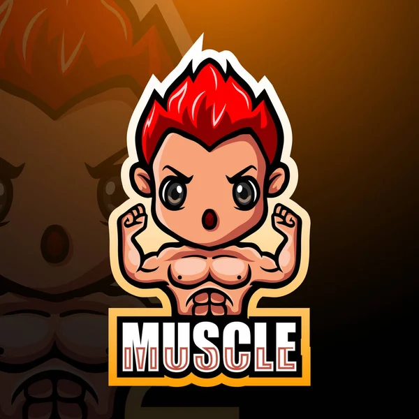 Muscle Boy Maskot Esport Logo Design — Stockový vektor