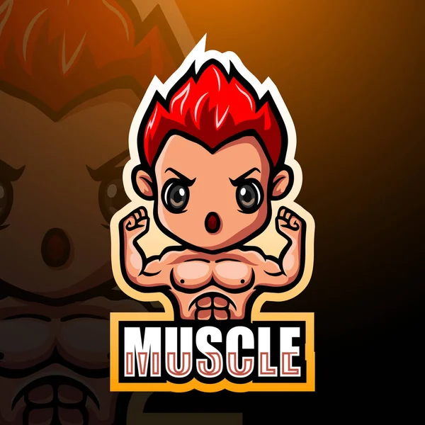 Muscolo Ragazzo Mascotte Esport Logo Design — Vettoriale Stock