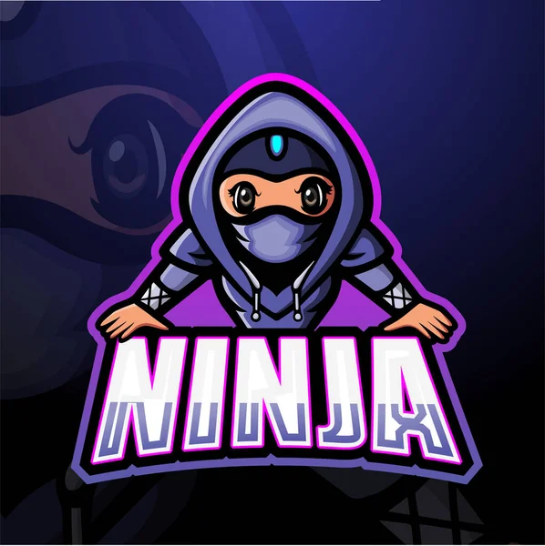 Ninja Mascote Esport Logotipo Design —  Vetores de Stock