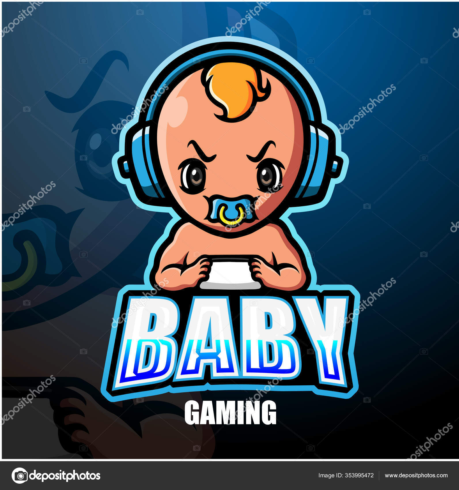 Gamer boy mascot esport logo design. Illustration of Gamer boy mascot  esport logo design royalty free illustration
