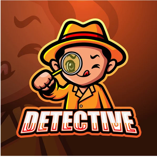 Dedektif Maskot Esport logo tasarımının vektör çizimi