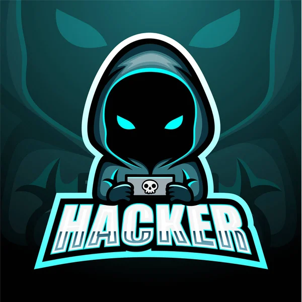 Vector Illustration Hacker Mascot Esport Logo Design — Stock Vector