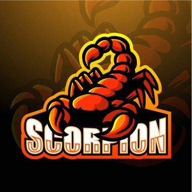 Scorpion maskot esport logo tasarımının vektör illüstrasyonu