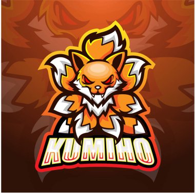 Fox Nine kuyruk vektör illüstrasyonu Maskot esport logo tasarımı