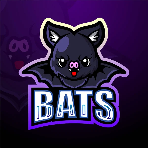 Векторная Иллюстрация Дизайна Логотипа Bat Mascot Esport — стоковый вектор