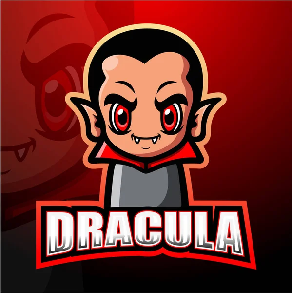 Illustrazione Vettoriale Del Disegno Del Logo Della Mascotte Dracula Esport — Vettoriale Stock