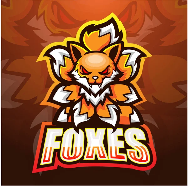 Ilustração Vetorial Foxes Mascote Esport Logotipo Design — Vetor de Stock