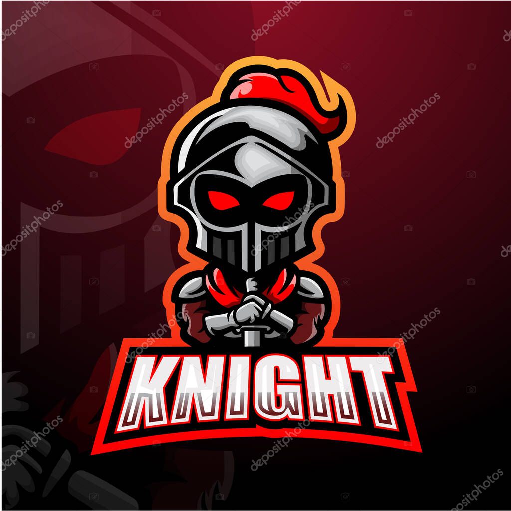Vector illustration of Knight mascot esport logo design