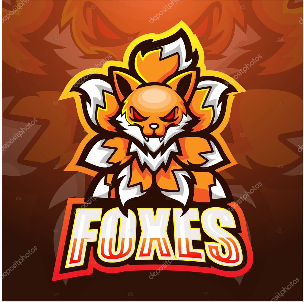 Vector illustration of Foxes mascot esport logo design