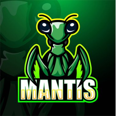 Mantis maskot esport logo tasarımının vektör illüstrasyonu