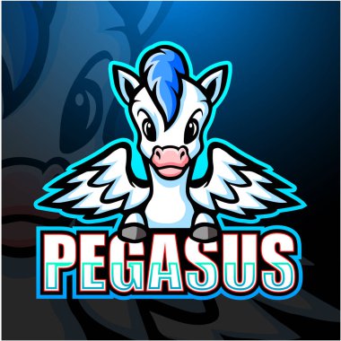 Pegasus maskot esport logo tasarımının vektör illüstrasyonu