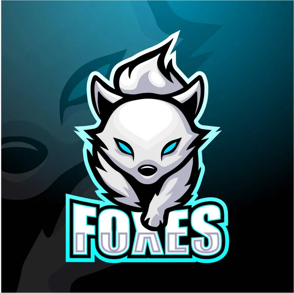 Beyaz tilkilerin vektör illüstrasyonu maskot esport logosu tasarımı