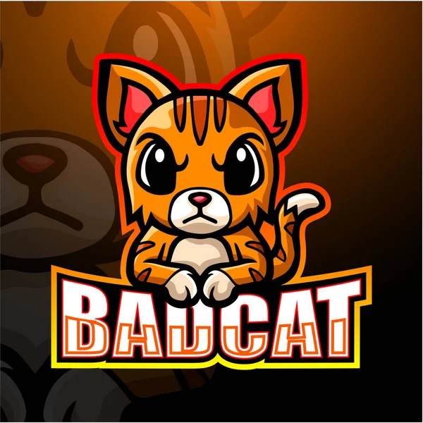 Ilustração Vetorial Bad Gato Mascote Esport Logotipo Design —  Vetores de Stock