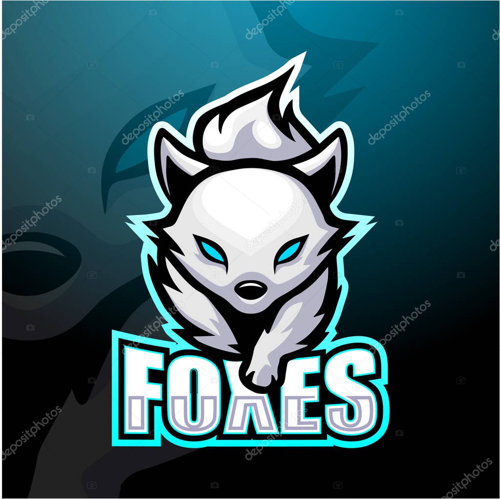 Vector illustration of White foxes mascot esport logo design
