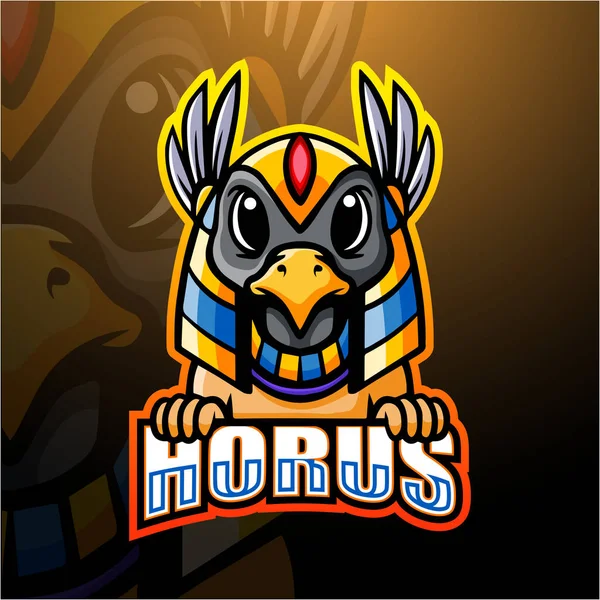 Horus Mascota Esport Logo Design — Vector de stock