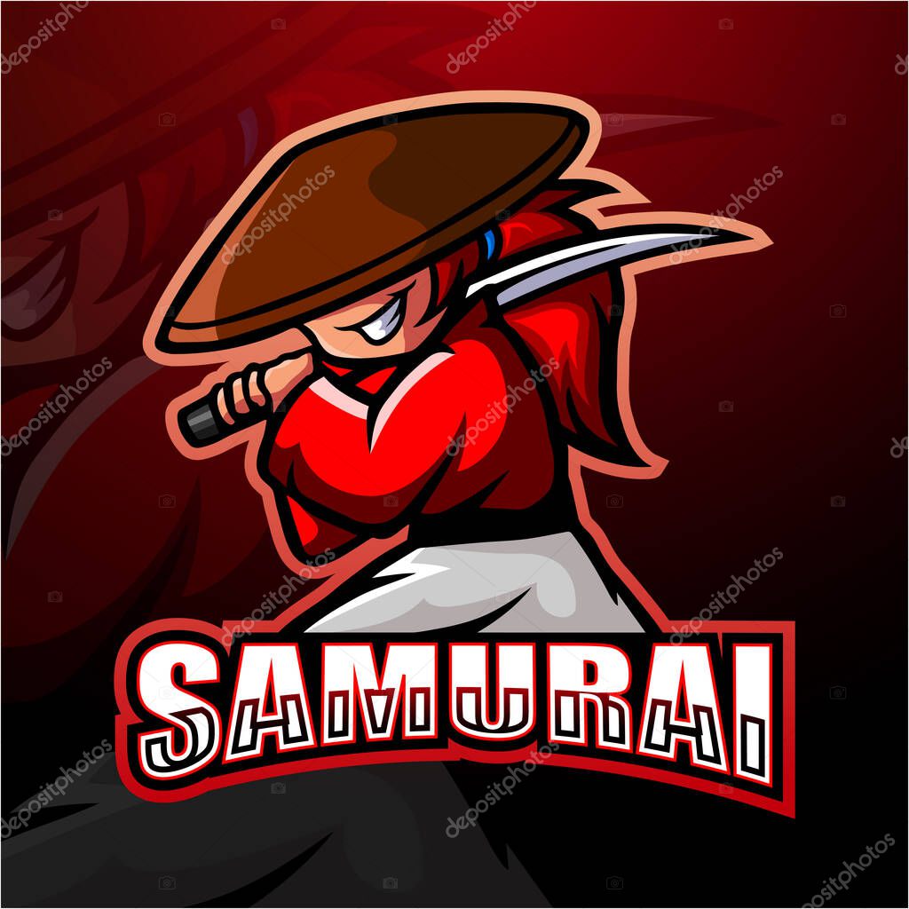 Vector illustration of Samurai mascot esport logo design
