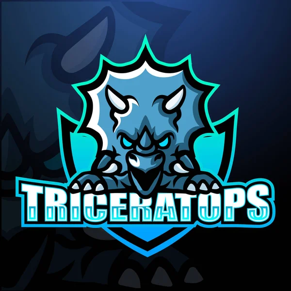 Vektor Ilustrasi Dari Maskot Triceratops Esport Logo Desain - Stok Vektor