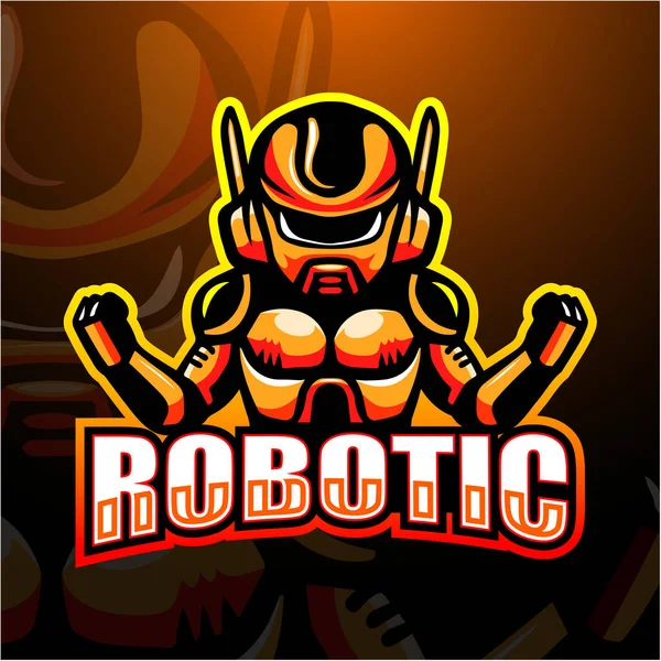 Ilustração Vetorial Design Logotipo Esport Mascote Robótico — Vetor de Stock