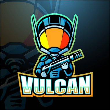 Vulcan maskotu esport logo tasarımının vektör illüstrasyonu