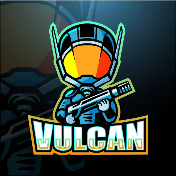 Vulcan maskotu esport logo tasarımının vektör illüstrasyonu