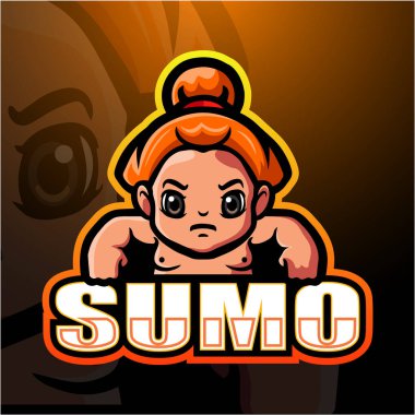 Sumo maskot esport logo tasarımının vektör illüstrasyonu