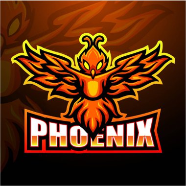 Phoenix maskot esport logosunun vektör çizimi