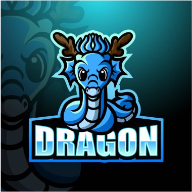 Dragon maskot esport logosunun vektör çizimi