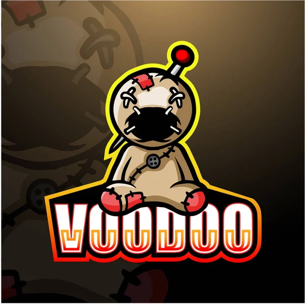 Voodoo Maskot Esport Logo Tasarımının Vektör Illüstrasyonu — Stok Vektör