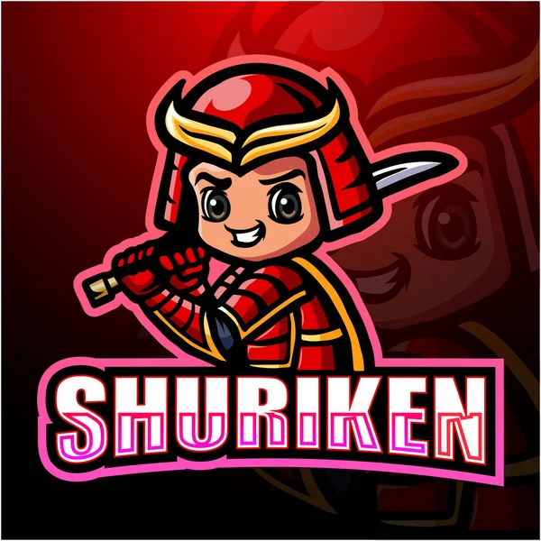 Shuriken Ninja Mascot Esport Logo Design — 스톡 벡터