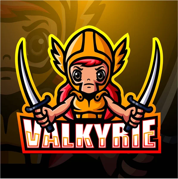 Valkyrie Maskottchen Esport Logo Design — Stockvektor