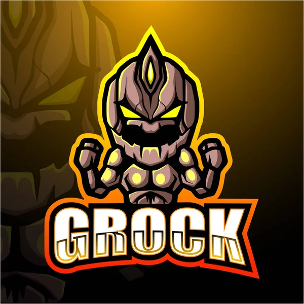 Grock Mascotte Esport Logo Ontwerp — Stockvector