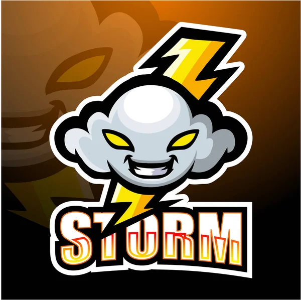 Tormenta Nube Mascota Esport Logo Design — Vector de stock