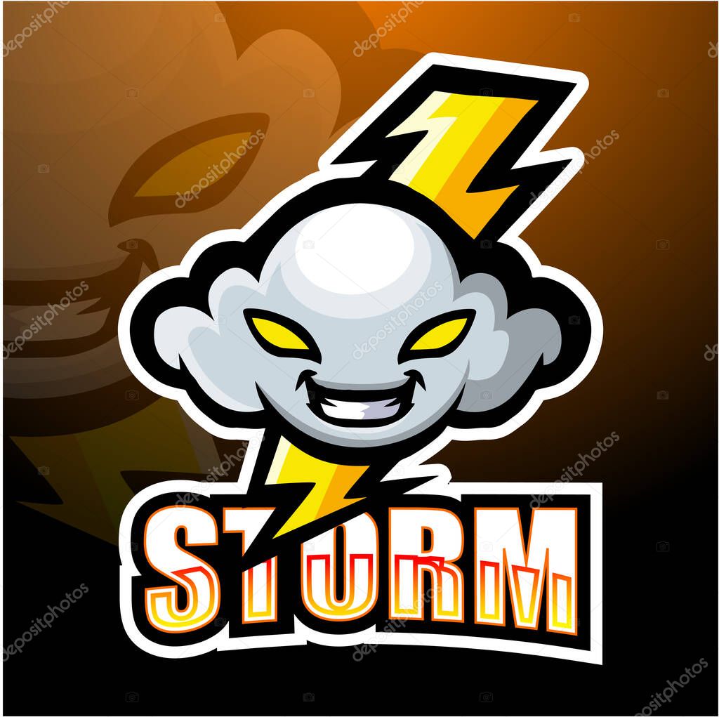 Storm cloud mascot esport logo design