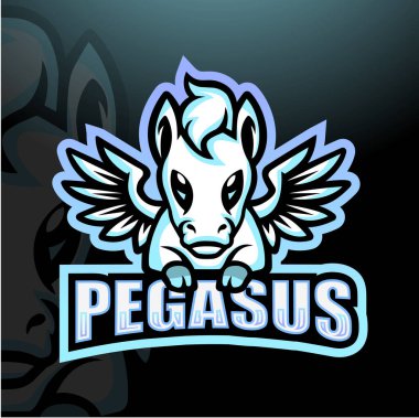 Pegasus maskot esport logo tasarımının vektör illüstrasyonu