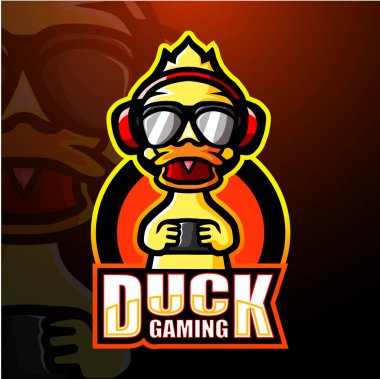Ördek oyun maskot esport logo tasarımının vektör illüstrasyonu