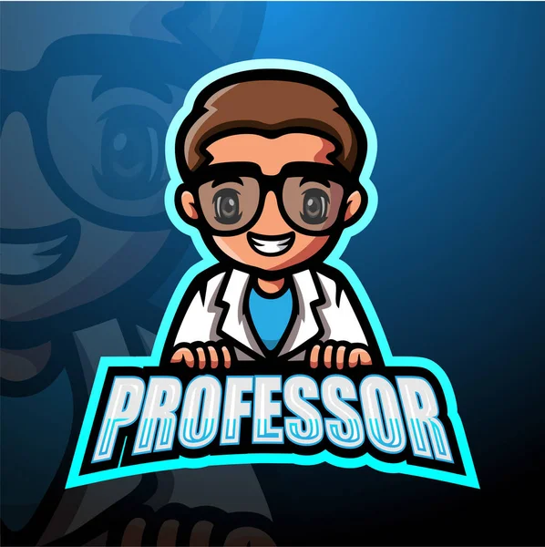 Profesör Maskot Esport logo tasarımının vektör illüstrasyonu