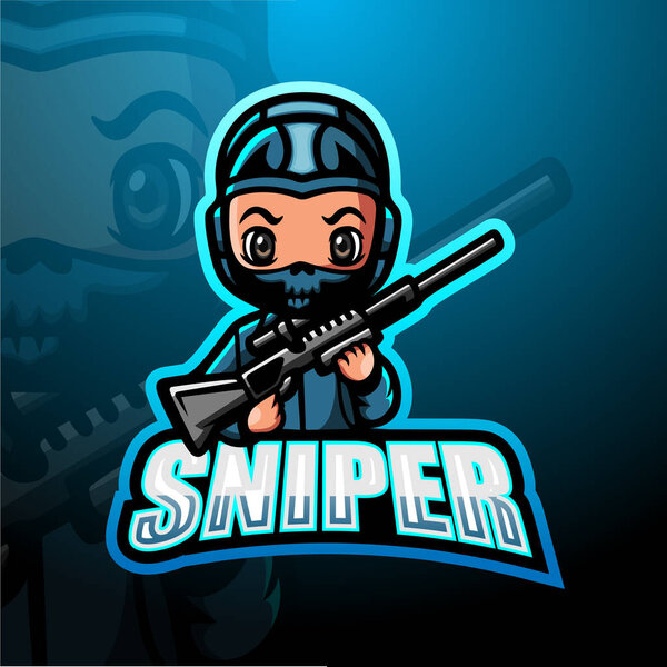 Vector illustration of Sniper mascot esport logo design