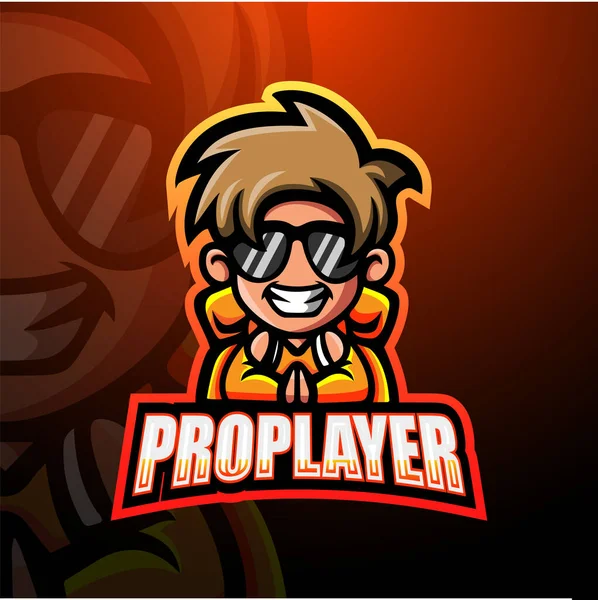 Pro-player maskot esport logo tasarımının vektör illüstrasyonu