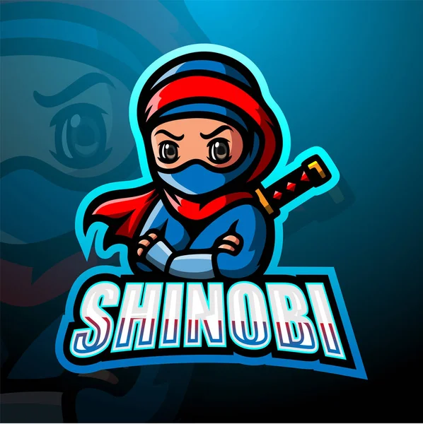 Ilustración Vectorial Del Diseño Del Logotipo Esport Mascota Shinobi — Vector de stock